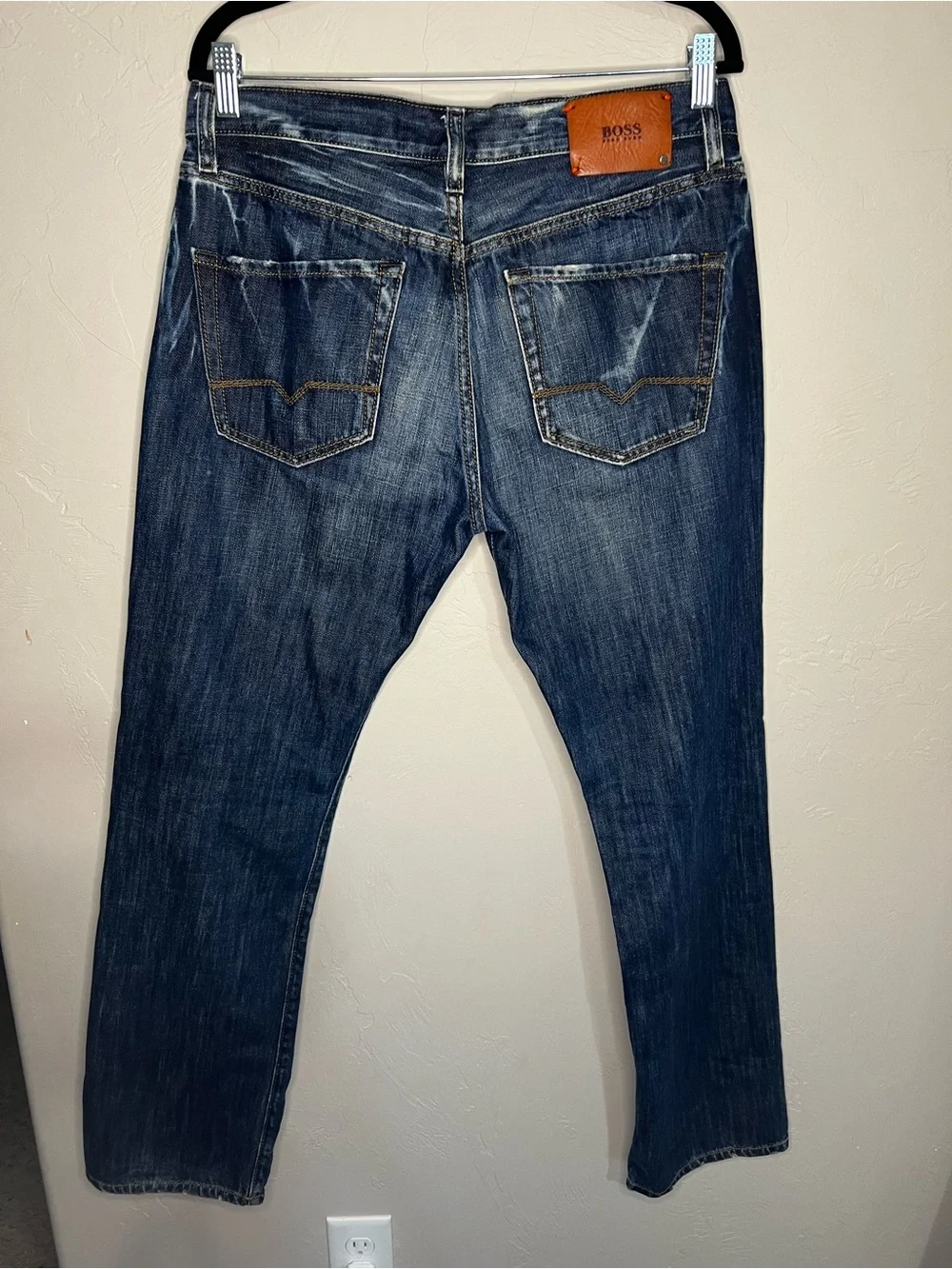 Boss by Hugo Boss Men’s Button Fly Regular Fit Straight Denim Jeans